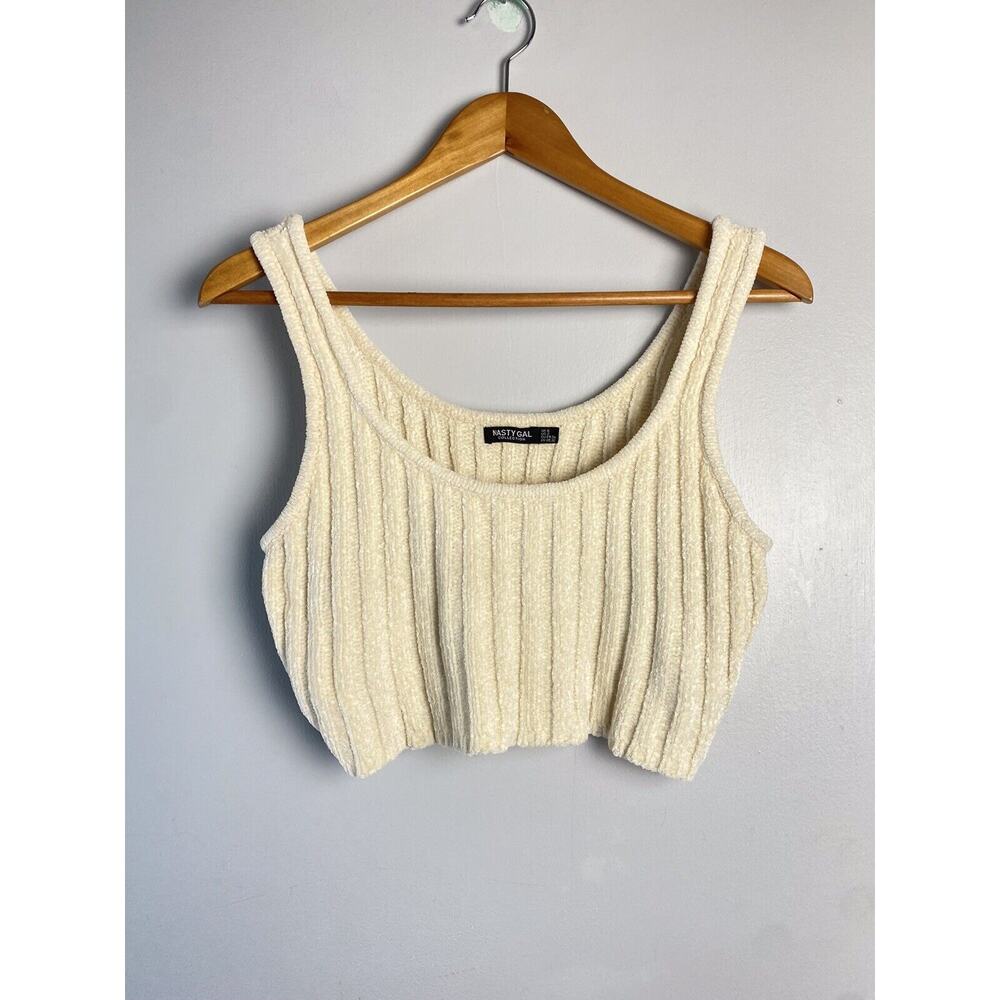 Nasty Gal Fuzzy Sweater Tank Cami US 2 UK 6 White Cream